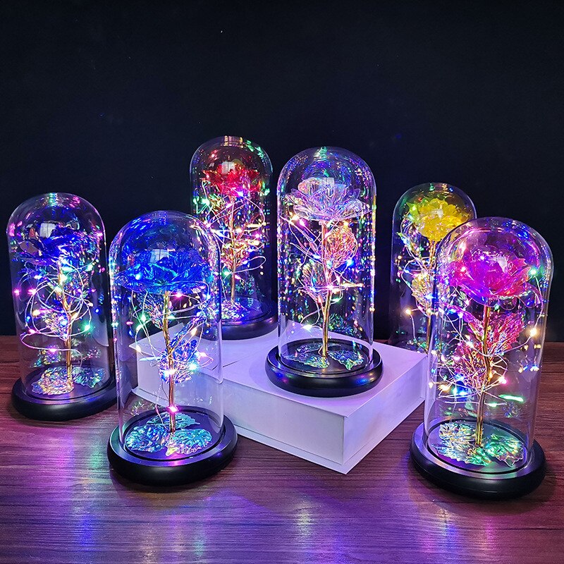 vLED enchanted galaxy rose with colorful lighting effect