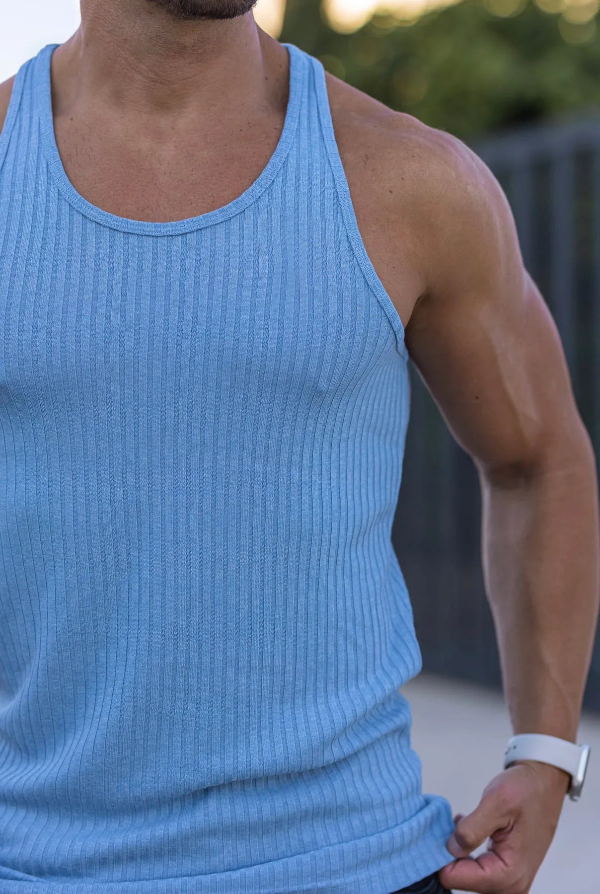 vertical stripe sleeveless sportswear gym outfit