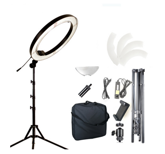 led ring light with phone selfie stand setup