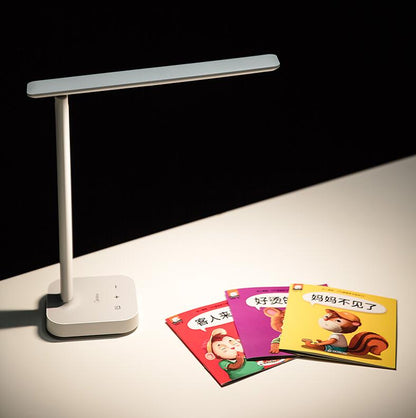 rechargeable LED desk lamp for students with eye care study setup