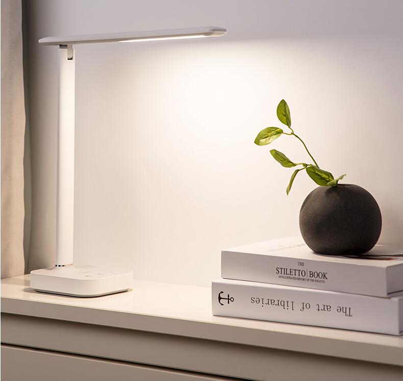 rechargeable LED desk lamp for students with eye care study setup