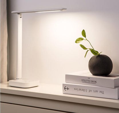 rechargeable LED desk lamp for students with eye care study setup