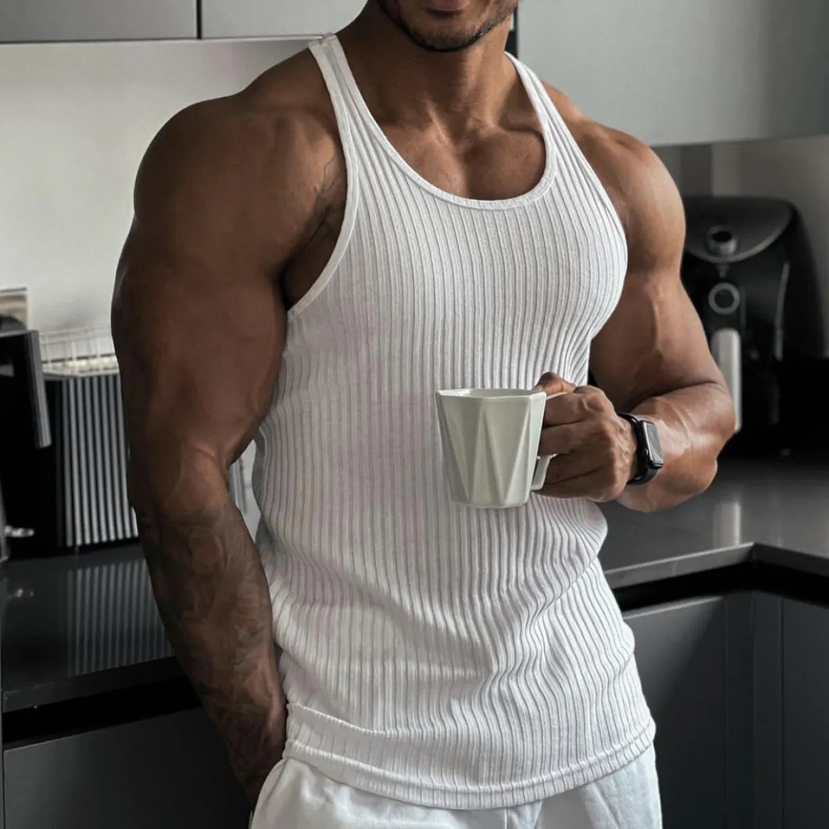 vertical stripe sleeveless sportswear workout style