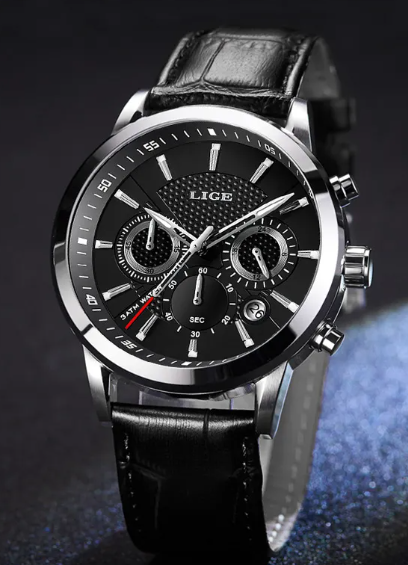men fashion sport quartz watch front view