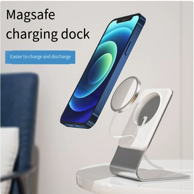 wireless charging desktop stand for mobile phones side view