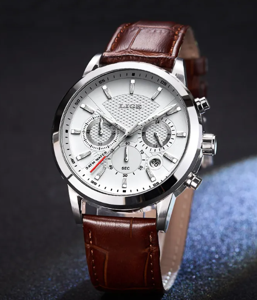 men fashion sport quartz watch worn on wrist
