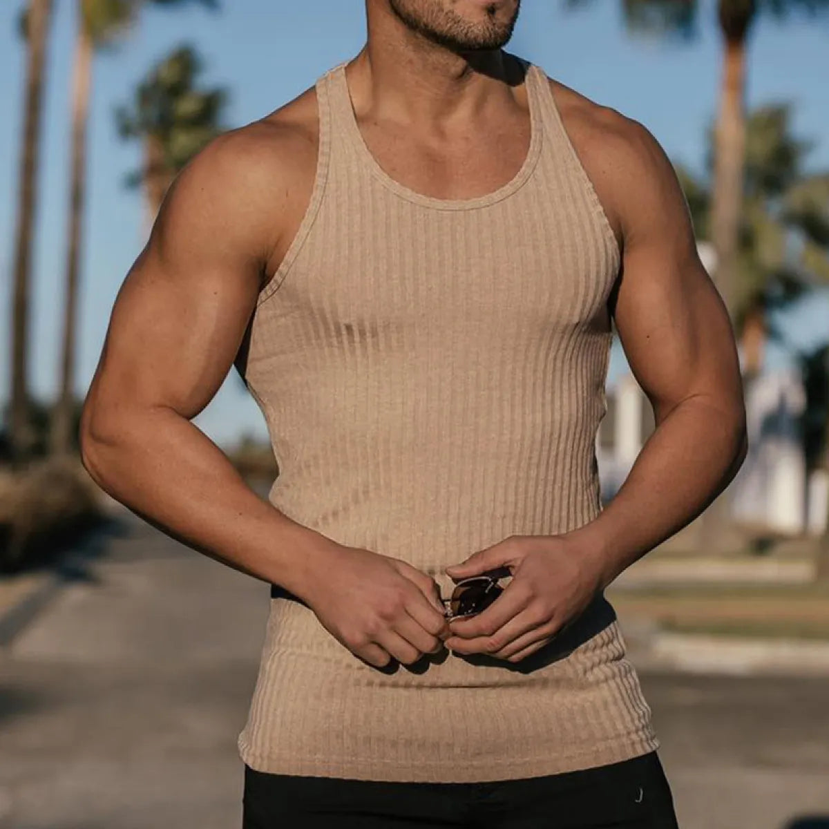 vertical stripe sleeveless sportswear breathable fabric