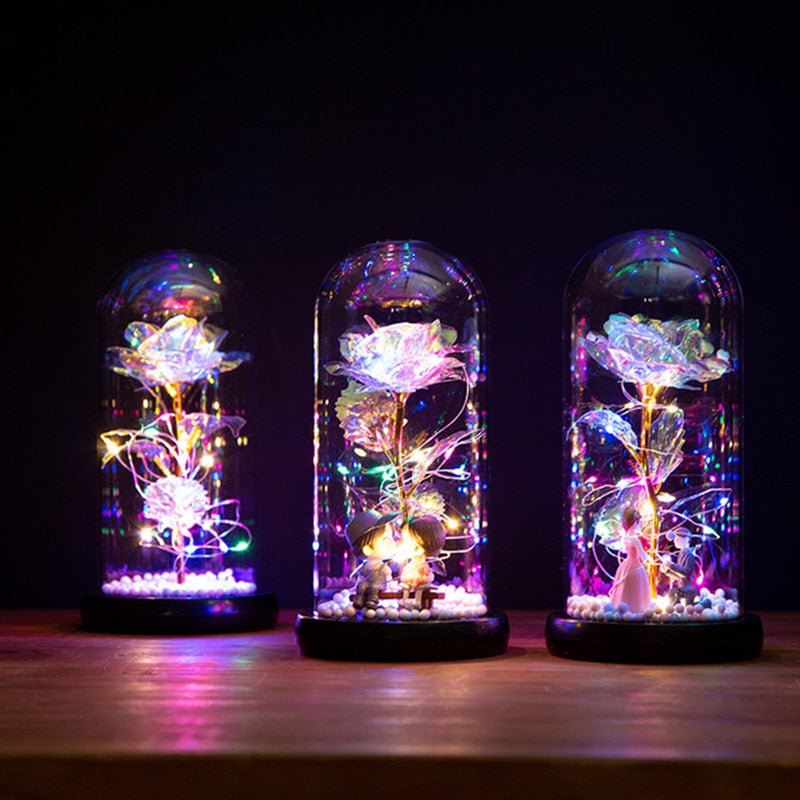 vLED enchanted galaxy rose with colorful lighting effect