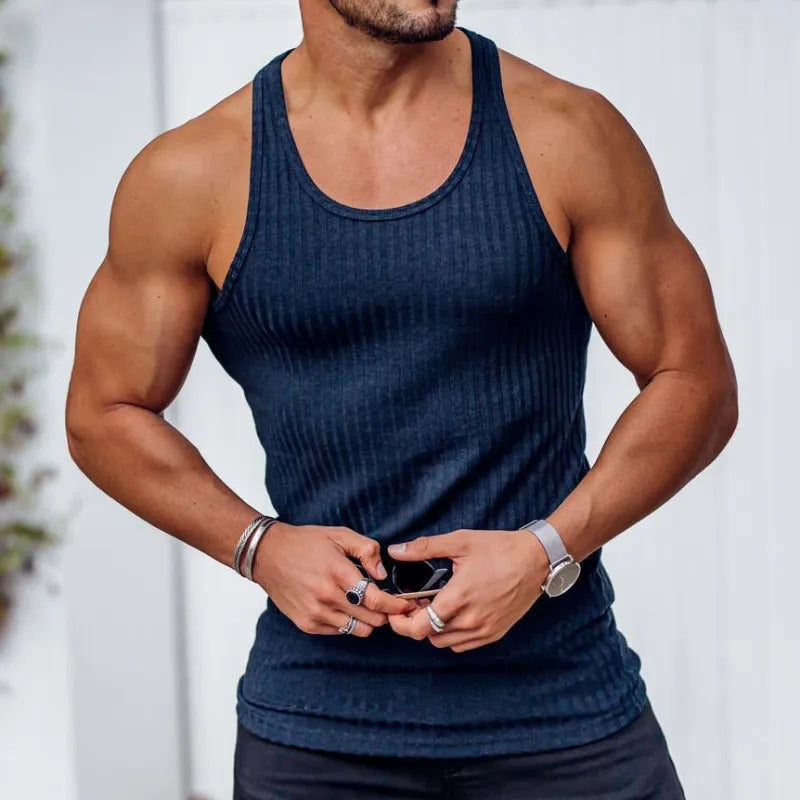 vertical stripe sleeveless sportswear gym outfit