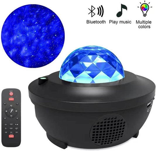 Galaxy LED projector light starry sky effect in bedroom